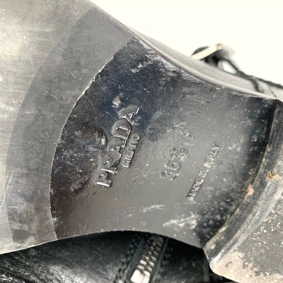 Prada Leather Lace Up Combat Boots - Picture 9 of 9